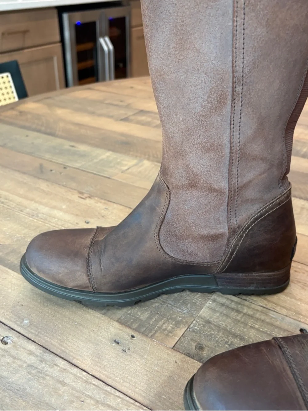 Sorel Major Tall Riding Boots Womens Size 10 Brown Leather Wedge Back Buckle